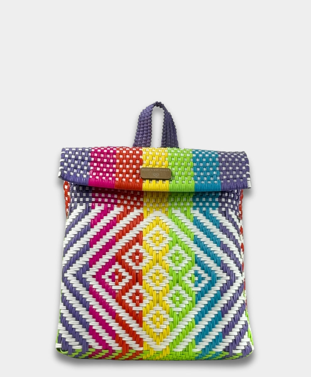 NEW MARIA VICTORIA edge backpack bag in multi Maria Victoria | Spark BK | Upcycled, Handwoven, Multicolor  main image 4